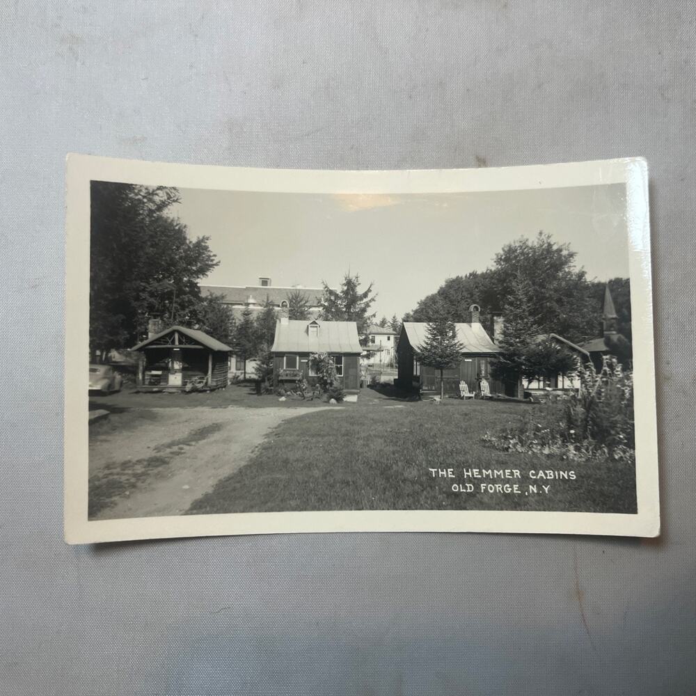 RPPC Old Forge New York Hemmer Cabins c1940s Real Photo Postcard